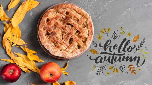 Free Flat Lay Autumn Arrangement On Stucco Background Psd