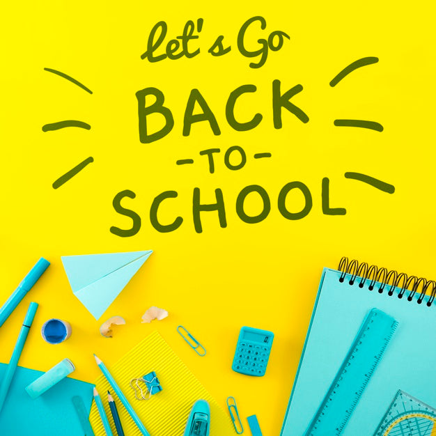 Free Flat Lay Back To School With Yellow Background Psd