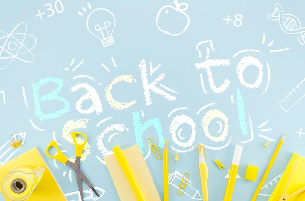 Free Flat Lay Back To School With Yellow Supplies Psd