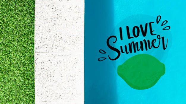 Free Flat Lay Copyspace Mockup At Swimming Pool Psd