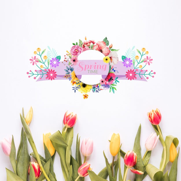 Free Flat Lay Copyspace Mockup For Spring Psd