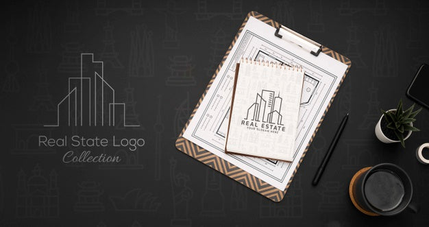 Free Flat Lay Dark Desk Decoration Psd