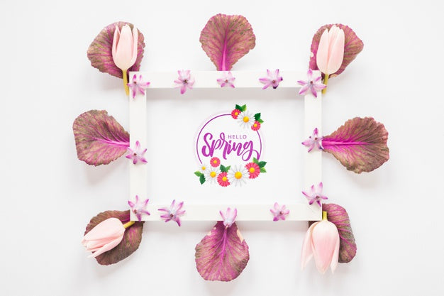 Free Flat Lay Frame Mockup For Spring Psd