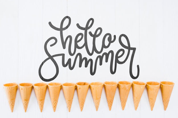 Free Flat Lay Ice Cream Cone Mockup With Copyspace Psd