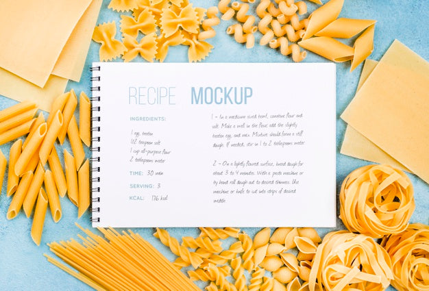 Free Flat Lay Italian Menu And Pasta Psd