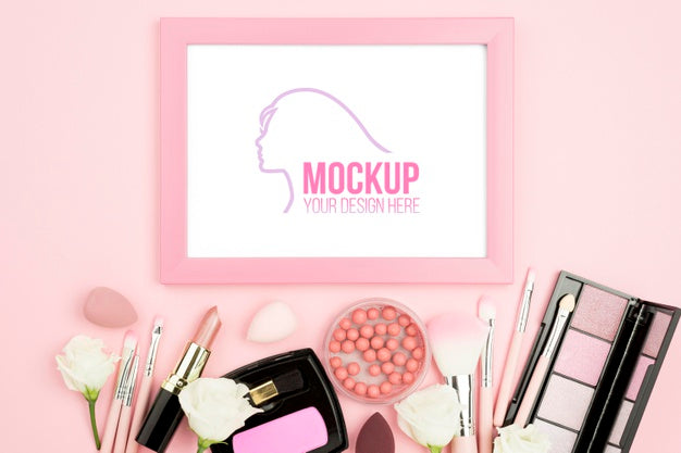 Free Flat Lay Make-Up Assortment Psd