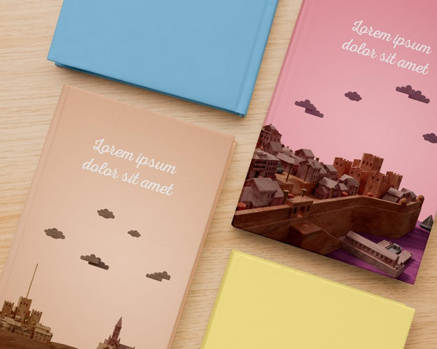 Free Flat Lay Minimalist Books Cover Mock-Up Composition Psd