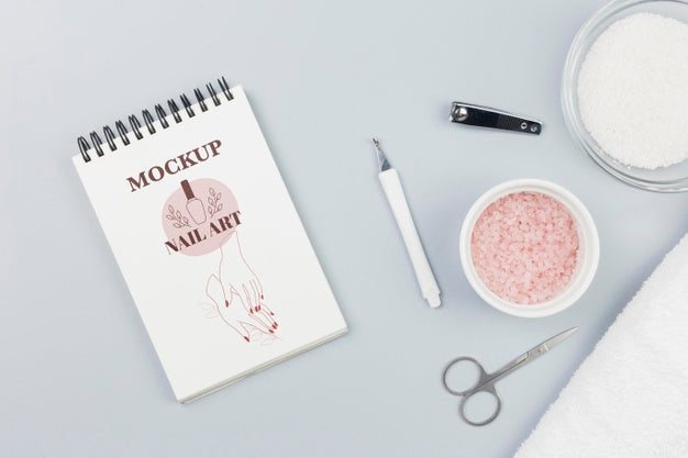 Free Flat Lay Notepad And Bath Salt Spa Mock-Up Psd