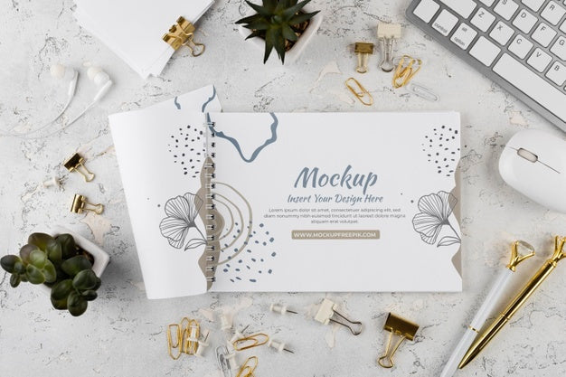 Free Flat Lay Of Elegant And Minimal Desk Psd