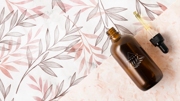 Free Flat Lay Of Essential Oil Bottle And Pipette Psd