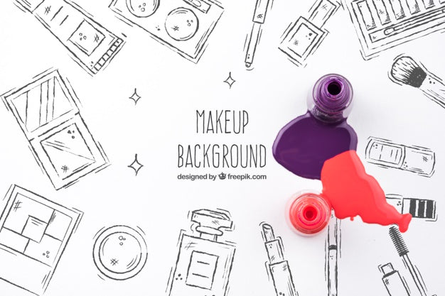 Free Flat Lay Of Nail Polish Mock-Up Psd