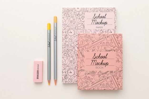 Free Flat Lay Of School Supplies Collection Mock-Up Psd