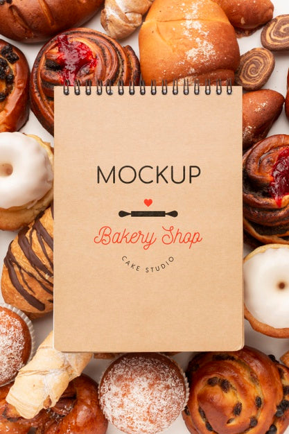 Free Flat Lay Pastry Arrangement With Notebook Psd