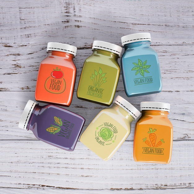 Free Flat Lay Smoothies Made Of Different Fruits Mock-Up Psd