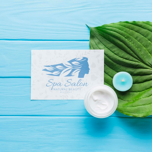 Free Flat Lay Spa Center Composition With Card Mock-Up Psd