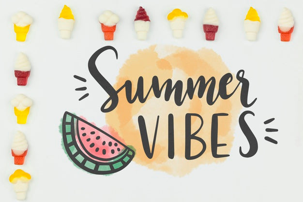 Free Flat Lay Summer Mockup With Copyspace And Ice Cream Psd