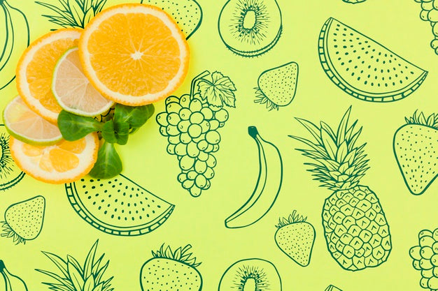 Free Flat Lay Summer Mockup With Copyspace And Orange Slices Psd