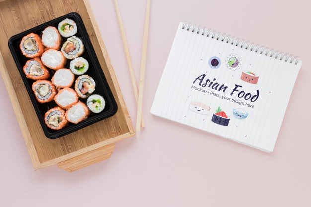 Free Flat Lay Sushi With Chopsticks Psd