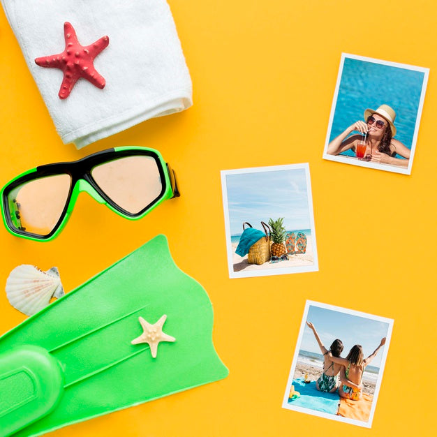 Free Flat Lay Swimming Items Arrangement Psd