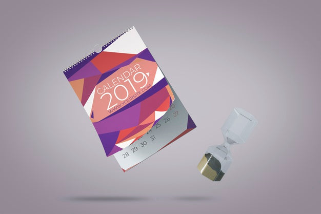 Free Floating Decorative Calendar Mockup Concept Psd