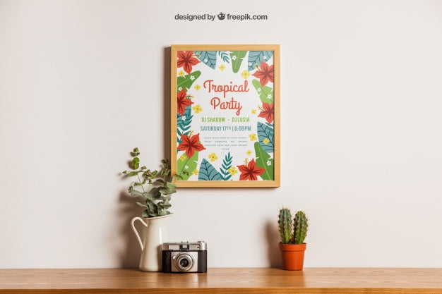 Free Floral Decoration Of Frame Mockup Psd