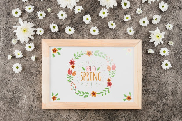 Free Floral Frame Composition For Spring Psd