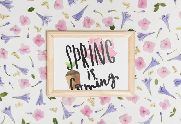 Free Floral Frame Composition For Spring Psd