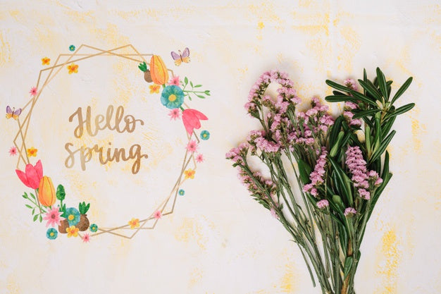 Free Floral Frame Mockup For Spring Psd