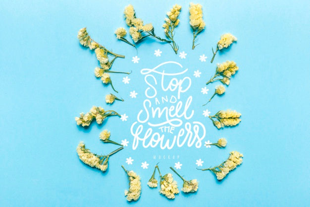 Free Floral Mock-Up With Inspirational Text Psd