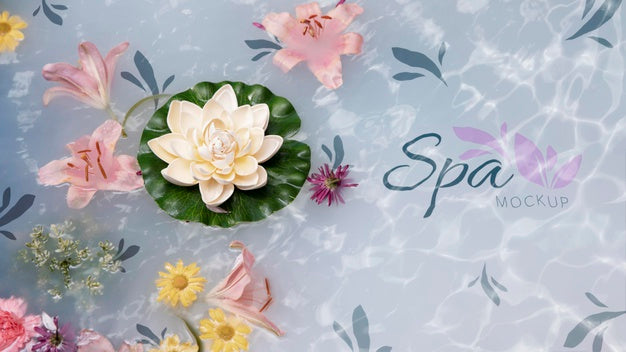 Free Floral Spa Concept Mock-Up Psd