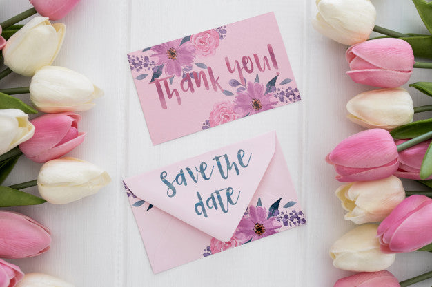 Free Floral Wedding Invitation Mockup Watercolor Psd