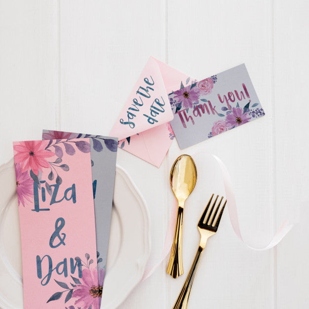 Free Floral Wedding Invitation Mockup Watercolor Psd