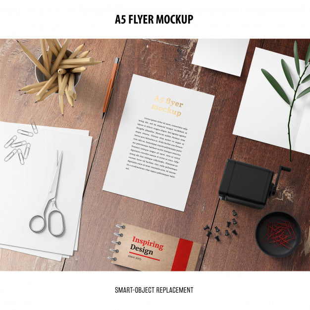 Free Flyer Mockup In A Desktop Psd