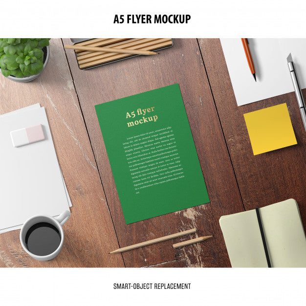 Free Flyer Mockup In A Desktop Psd