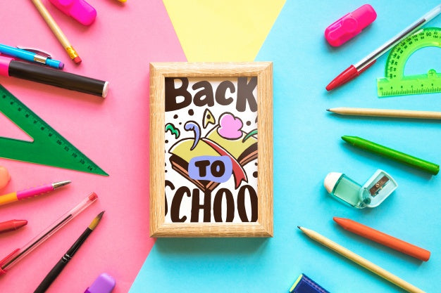 Free Frame Mockup With Back To School Concept Psd