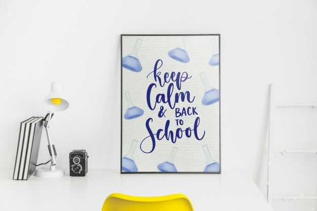 Free Frame Mockup With Back To School Concept Psd