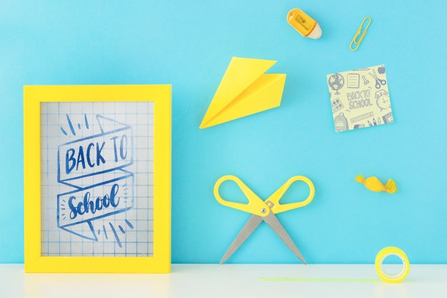 Free Frame Mockup With Back To School Concept Psd