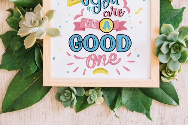 Free Frame Mockup With Floral Decoration Psd