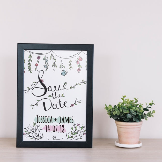 Free Frame Mockup With Floral Decoration Psd