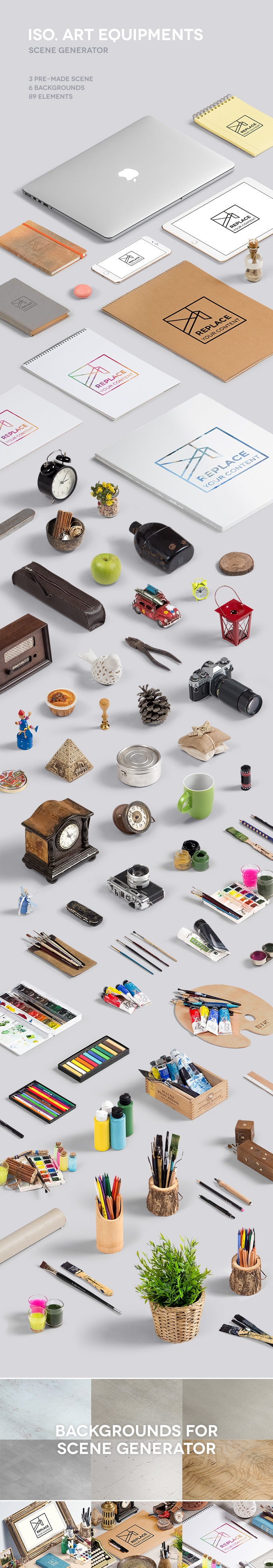 Free Iso. Art Scene Mockup Generator