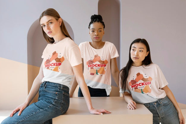 Free Friends Representing The Inclusion Concept With Mock-Up T-Shirts Psd