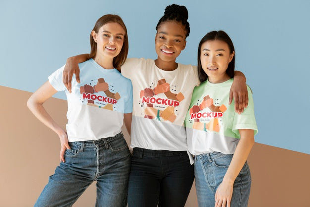 Free Friends Representing The Inclusion Concept With Mock-Up T-Shirts Psd