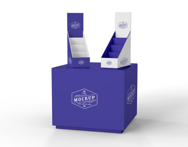 Free Front View Minimalist Blue Exhibitor Mock-Up Psd