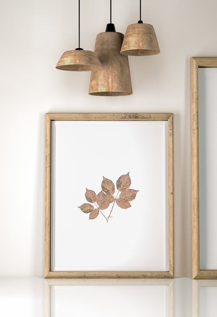 Free Front View Of House Decor With Frames And Lights Psd