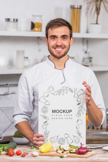 Free Front View Smiley Young Chef Psd