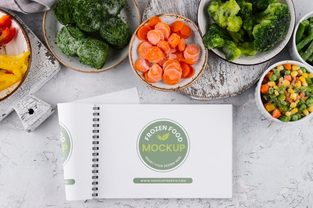 Free Frozen Food With Notepad Mockup Design Psd