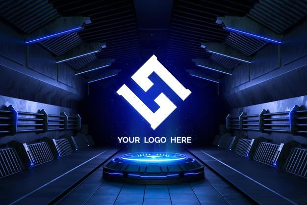 Free Futuristic Pedestal For Logo Mockup Psd