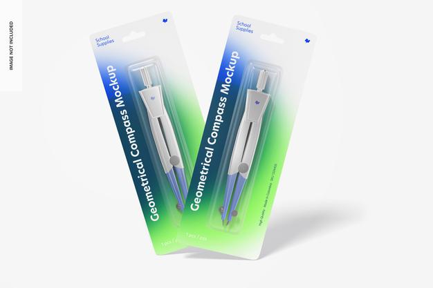 Free Geometrical Compass Mockup, Falling Psd