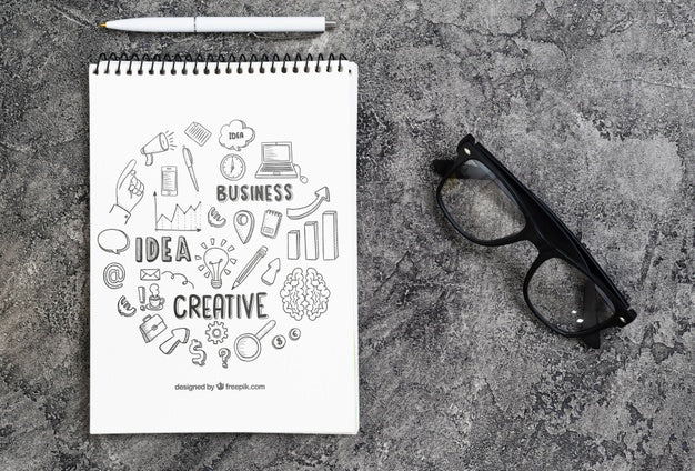 Free Glasses And Stationery Office Scene Psd