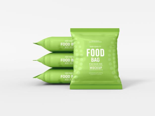 Free Glossy Foil Food Bag Packaging Mockup Psd